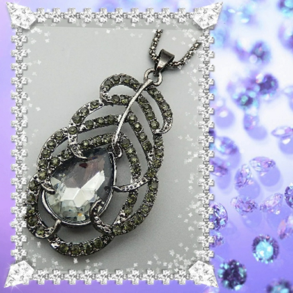 Betsey Johnson Silver and Black Crystal Necklace